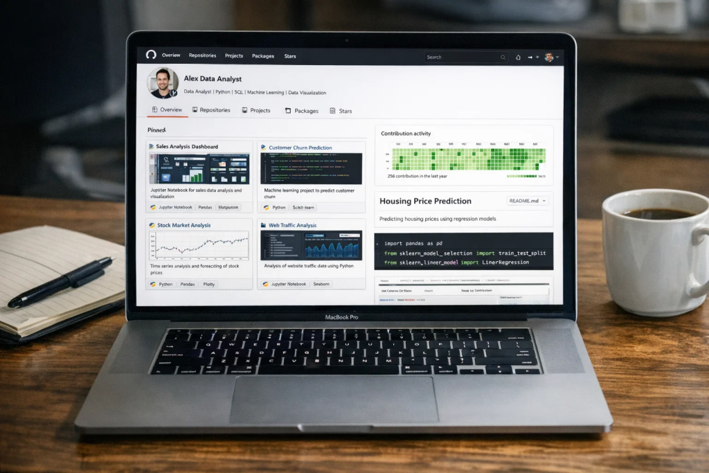 Data analytics portfolio showcasing projects on GitHub for UAE job applications