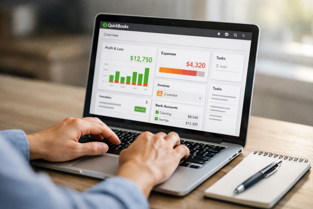  accounting professional practising QuickBooks software to improve accounting skills