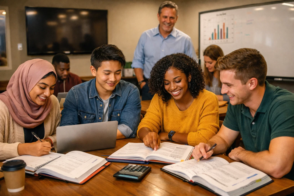 accounting students learning essential tips to enhance accounting skills at training institute