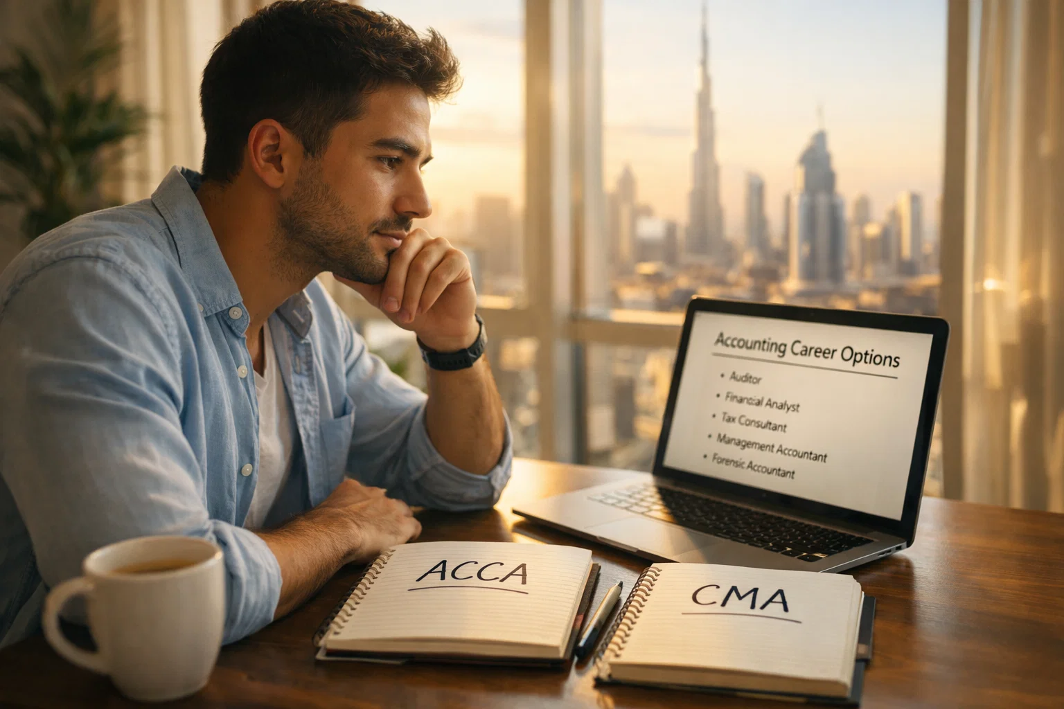 Finance professional deciding between ACCA and CMA career paths in UAE