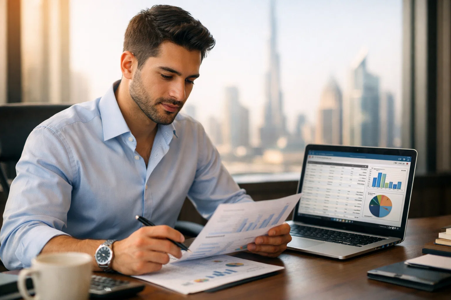 accountant professional reviewing reports