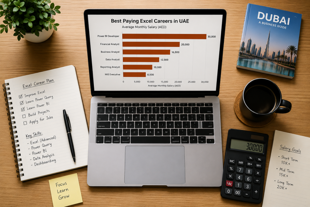 Salary comparison chart for the best paying Excel careers in UAE